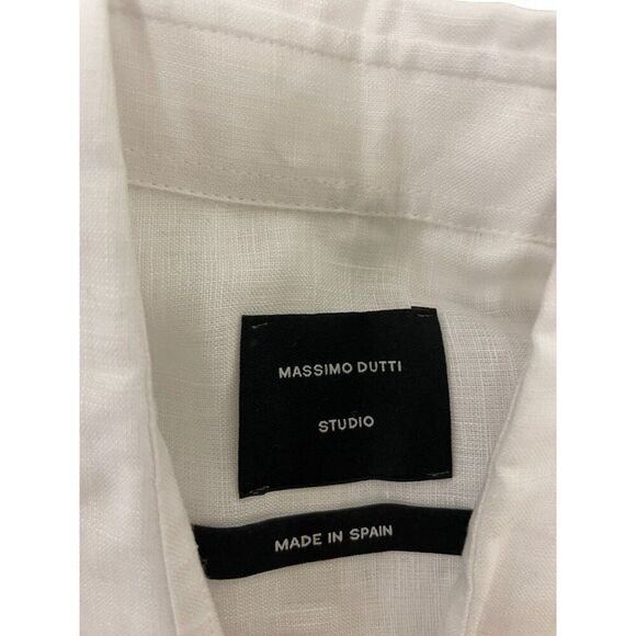 Massimo Dutti Womens Button Up Shirt S Small White Lined Oversized 9418/952 NWT - Picture 6 of 14